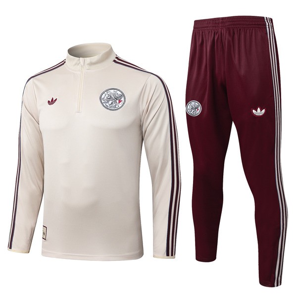 AFC Ajax Träningsoverall med Tröja Barn 2025-26 - 1-4 Zip Beige AFC Ajax Träningsoverall med Tröja Barn 2025-26 - 1-4 Zip Beige