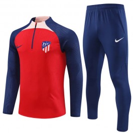 Barn Atlético Madrid Träningsoverall 2023-24 - 1-4 Zip Blå Röd