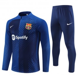 Barn FC Barcelona Träningsoverall 2023-24 - 1-4 Zip Blå Camouflage