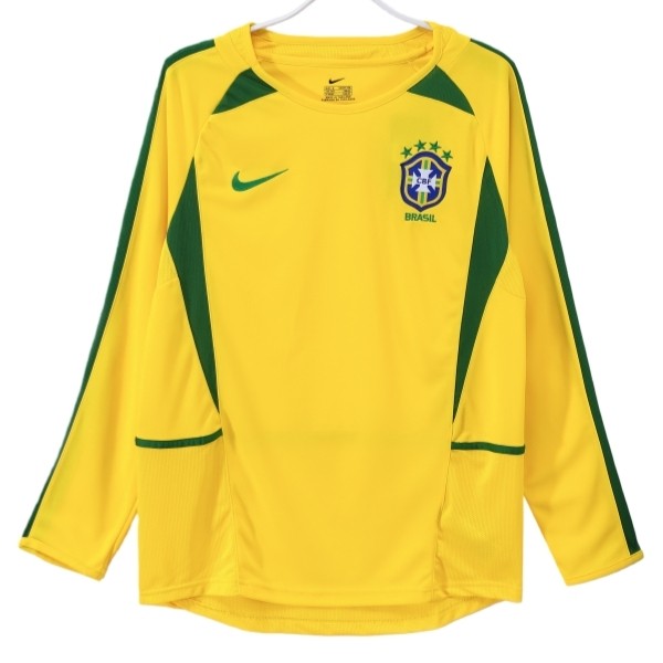 Brasilien Matchtröja Hemma Retro 2002 Långärmad Fotbollsställ Brasilien Matchtröja Hemma Retro 2002 Långärmad Fotbollsställ