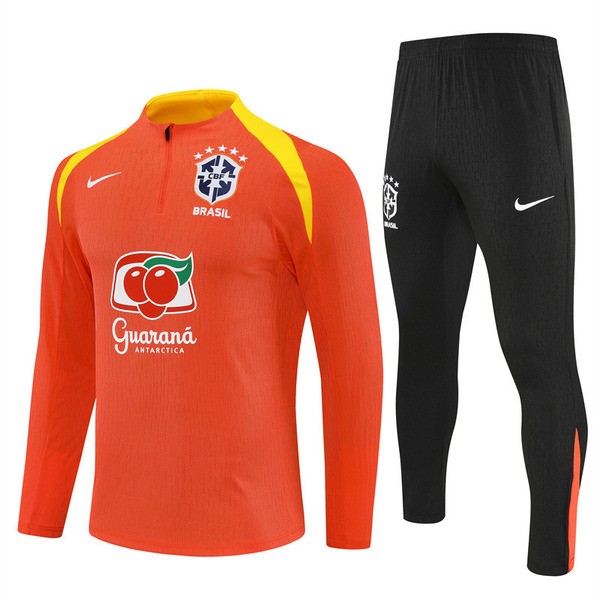 Brasilien Träningsoverall med Tröja 2025-26 - 1-4 Zip Orange Brasilien Träningsoverall med Tröja 2025-26 - 1-4 Zip Orange