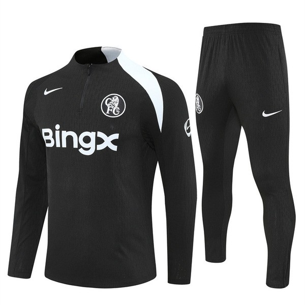Chelsea Träningsoverall med Tröja 2025-26 - 1-4 Zip Svart Chelsea Träningsoverall med Tröja 2025-26 - 1-4 Zip Svart
