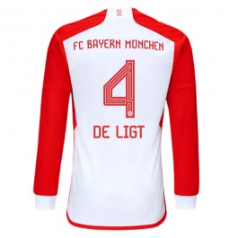 FC Bayern München De Ligt 4 Matchtröja Hemma 2023-2024 Långärmad