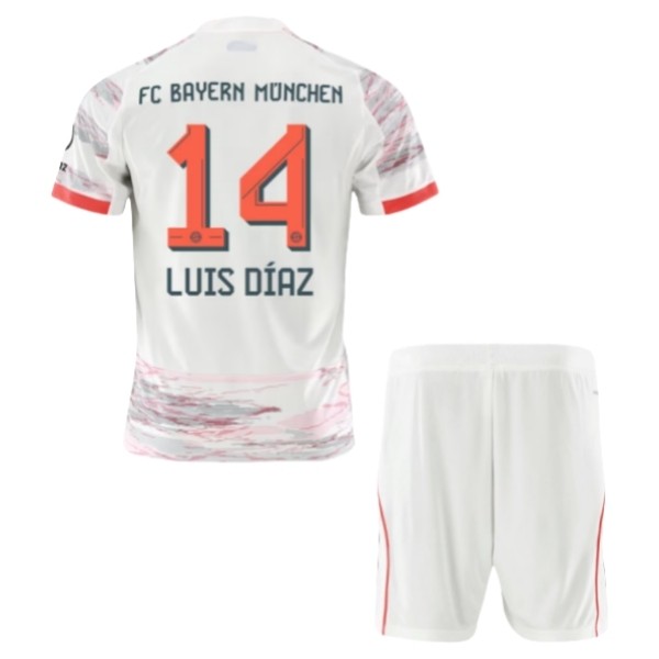 FC Bayern München Luis Díaz 14 Matchtröja Borta Barn 2025-2026 Fotbollsställ FC Bayern München Luis Díaz 14 Matchtröja Borta Barn 2025-2026 Fotbollsställ