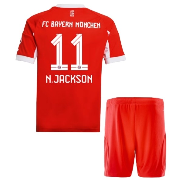 FC Bayern München N.Jackson 11 Matchtröja Hemma Barn 2025-2026 Fotbollsställ FC Bayern München N.Jackson 11 Matchtröja Hemma Barn 2025-2026 Fotbollsställ