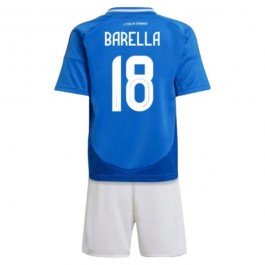 Italien Barella 18 Matchtröja Barn Hemma Euro 2024