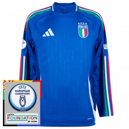 Italien Matchtröja Hemma Euro 2024 Långärmad Patch