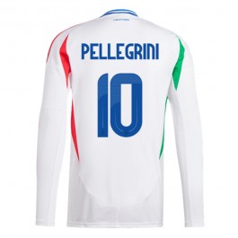 Italien Pellegrini 10 Matchtröja Borta Euro 2024 Långärmad