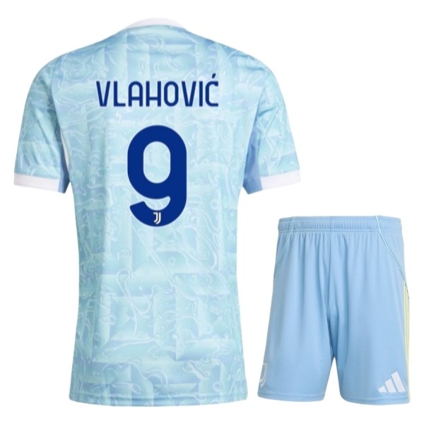 Juventus Vlahović 9 Matchtröja Borta Barn 2025-2026 Fotbollsställ Juventus Vlahović 9 Matchtröja Borta Barn 2025-2026 Fotbollsställ