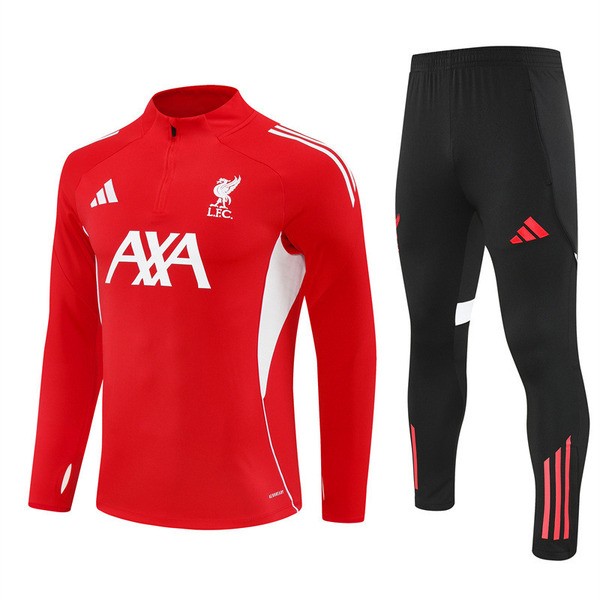Liverpool Träningsoverall med Tröja Barn 2025-26 - 1-4 Zip Röd Liverpool Träningsoverall med Tröja Barn 2025-26 - 1-4 Zip Röd