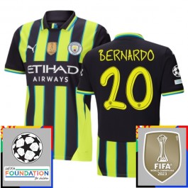 Manchester City Bernardo 20 Matchtröja Borta Champions League Patches 2024-2025