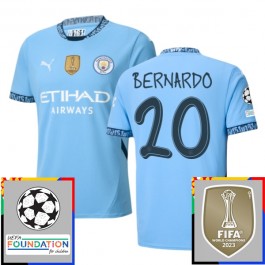 Manchester City Bernardo 20 Matchtröja Hemma Champions League Patches 2024-2025