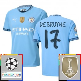 Manchester City De Bruyne 17 Matchtröja Hemma Champions League Patches 2024-2025