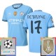 Manchester City De Bruyne 17 Matchtröja Hemma Champions League Patches 2024-2025