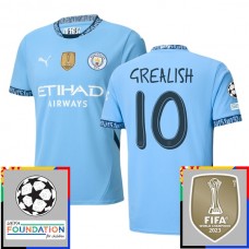 Manchester City Grealish 10 Matchtröja Hemma Champions League Patches 2024-2025
