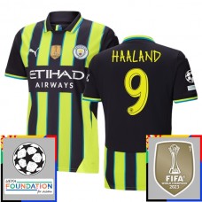 Manchester City Haaland 9 Matchtröja Borta Champions League Patches 2024-2025