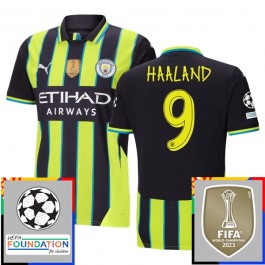 Manchester City Haaland 9 Matchtröja Borta Champions League Patches 2024-2025