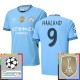 Manchester City Haaland 9 Matchtröja Hemma Champions League Patches 2024-2025