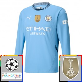 Manchester City Matchtröja Hemma Champions League Patches 2024-2025 Långärmad