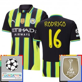 Manchester City Rodrigo 16 Matchtröja Borta Champions League Patches 2024-2025