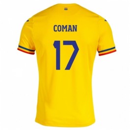 Rumänien Coman 17 Matchtröja Hemma Euro 2024