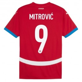 Serbien Mitrović 9 Matchtröja Hemma Euro 2024