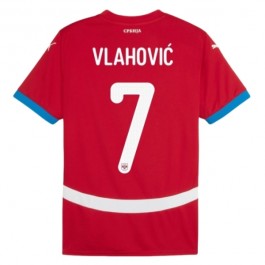 Serbien Vlahović 7 Matchtröja Hemma Euro 2024
