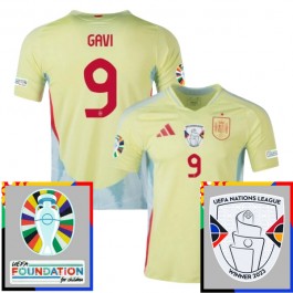 Spanien Gavi 9 Matchtröja Borta Euro 2024 Patch