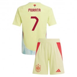 Spanien Morata 7 Matchtröja Barn Borta Euro 2024