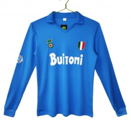 SSC Napoli Matchtröja Hemma Retro 1987-1988 Långärmad Fotbollsställ